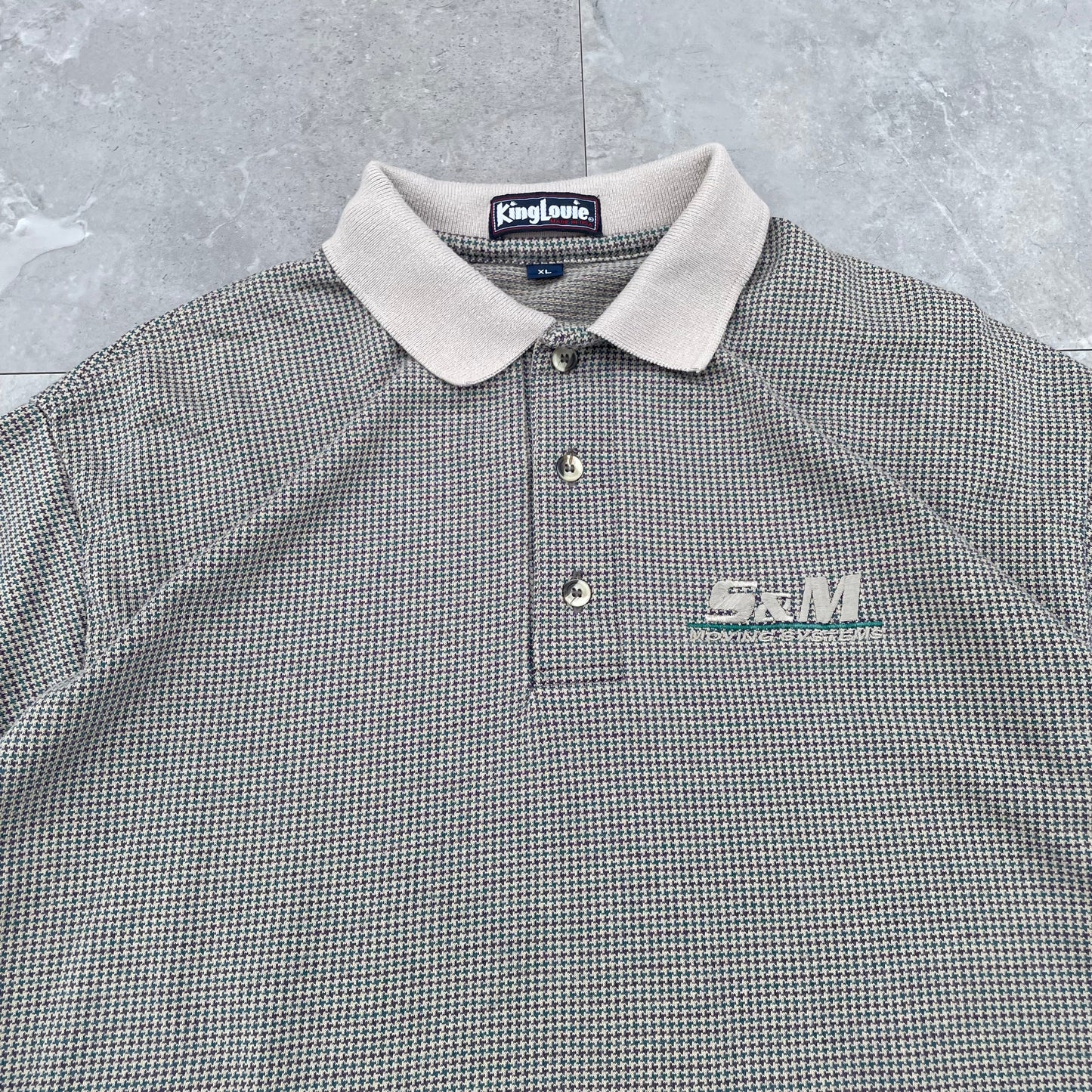 90s-00s King Louie Made in USA Checkered Polo Shirt