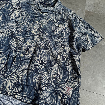 90s-00s Ralph Lauren Polo Sport Anchor Pattern Seersucker Open Collar Shirt KiiChain Clothing