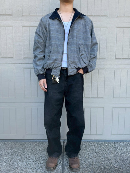 90s-00s Ralph Lauren Rare Houndstooth / Navy Reversible Harrington Jacket