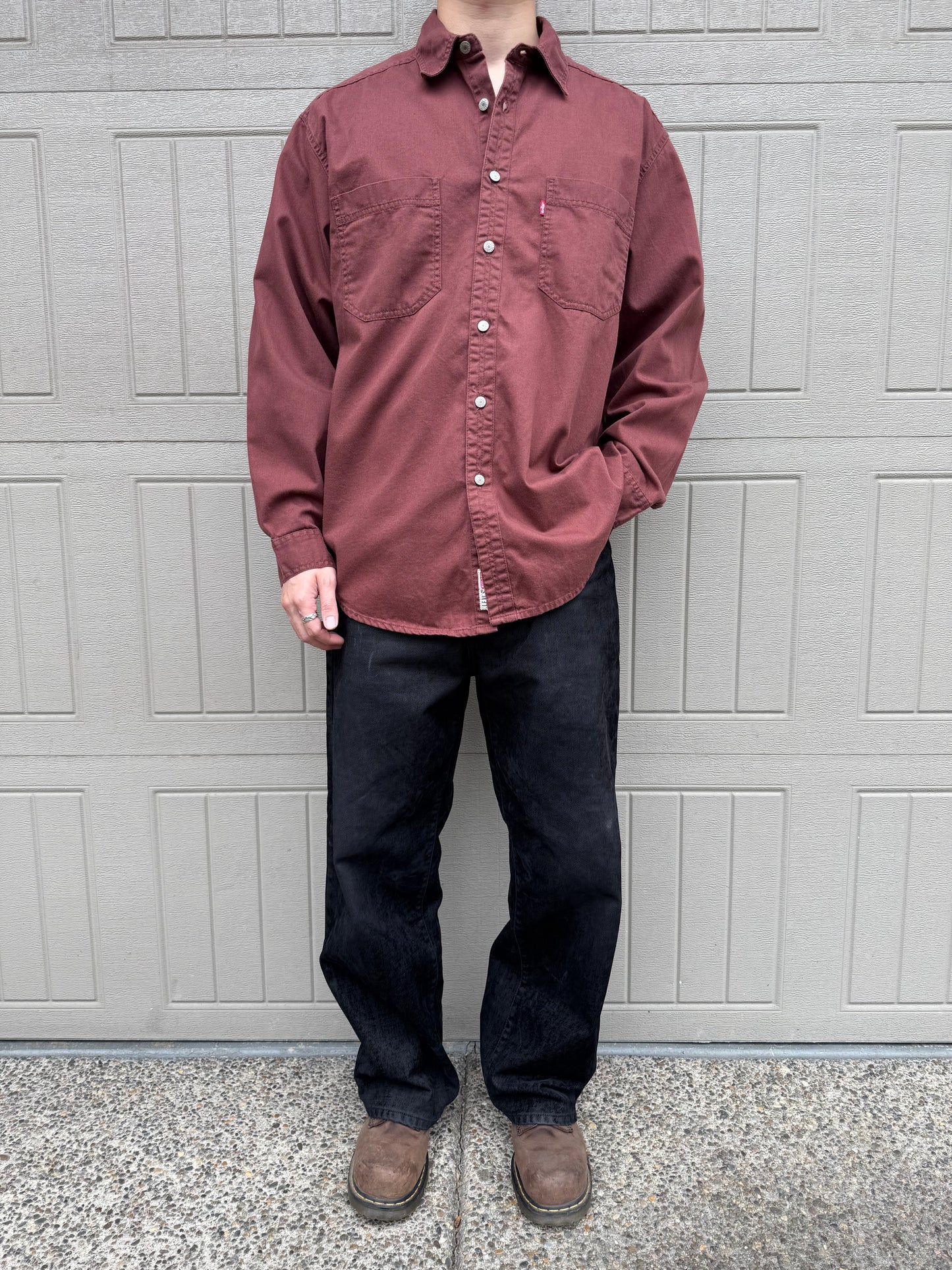 90s-00s Levi's Burgundy Heavyweight Dual Pocket Shirt
