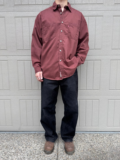 90s-00s Levi's Burgundy Heavyweight Dual Pocket Shirt