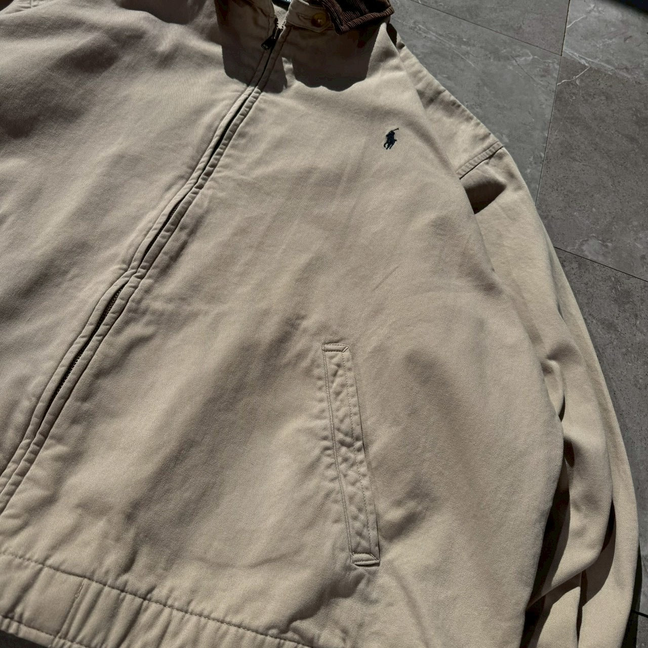 90s-00s Ralph Lauren Corduroy Collar Beige Swing Top Jacket