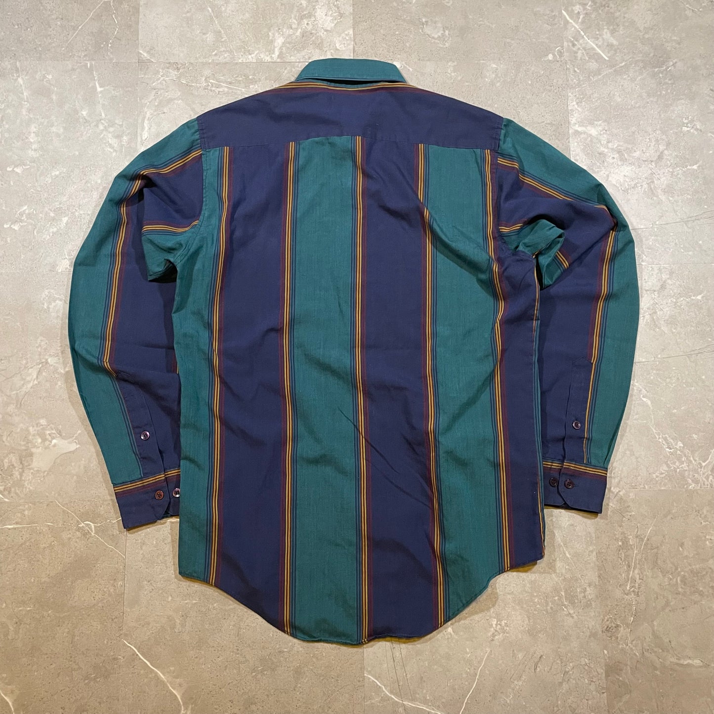 90s Impact Green/Navy Striped Shirt