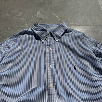 90s-00s Ralph Lauren “Yarmouth” Lightblue Striped Button Down Shirt KiiChain Clothing