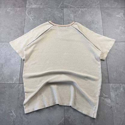 00s Arizona Waffle Cream/Beige Raglan V-Neck Knitted T-Shirt