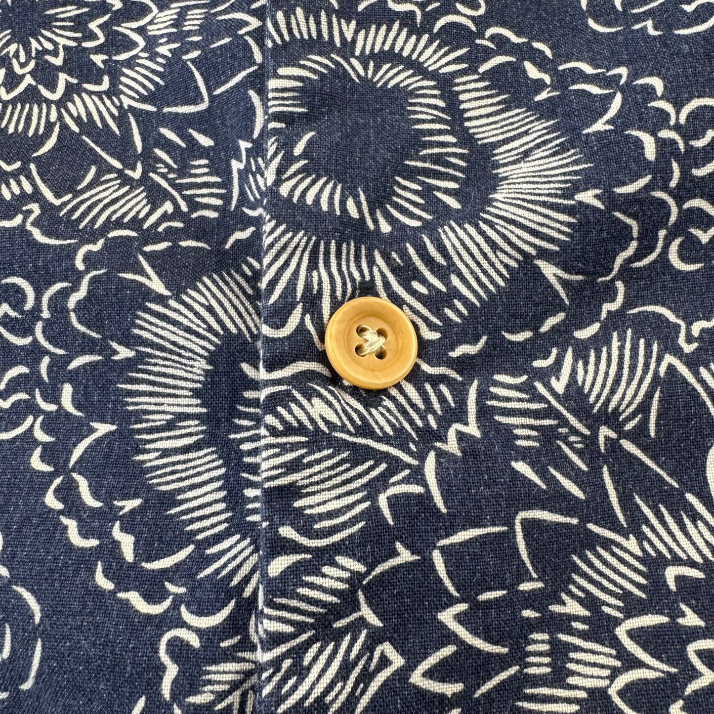 00s Ralph Lauren Polo Jeans Co. Navy Floral Open Collar Shirt