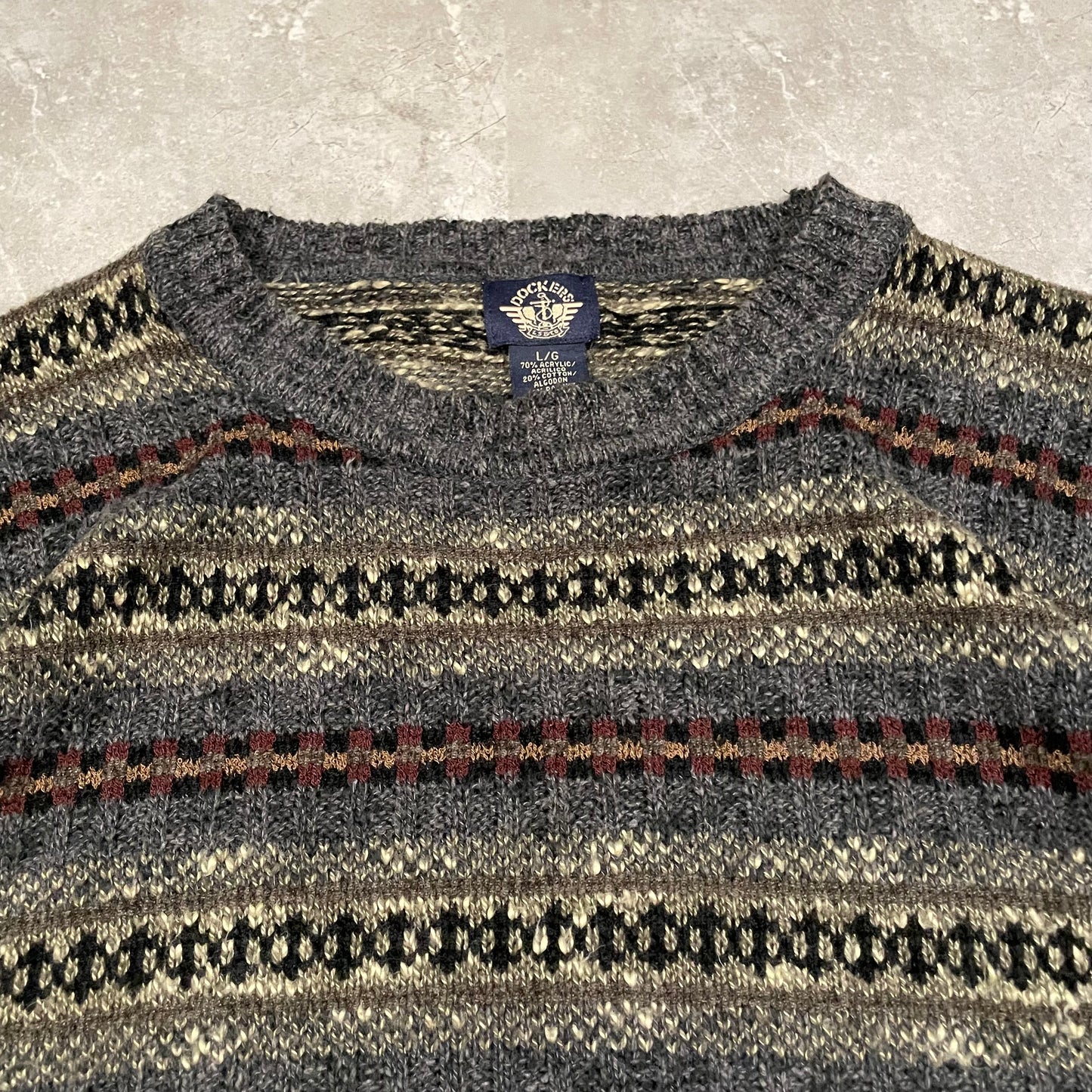 90s Dockers’ Gray Design Knitted Sweater