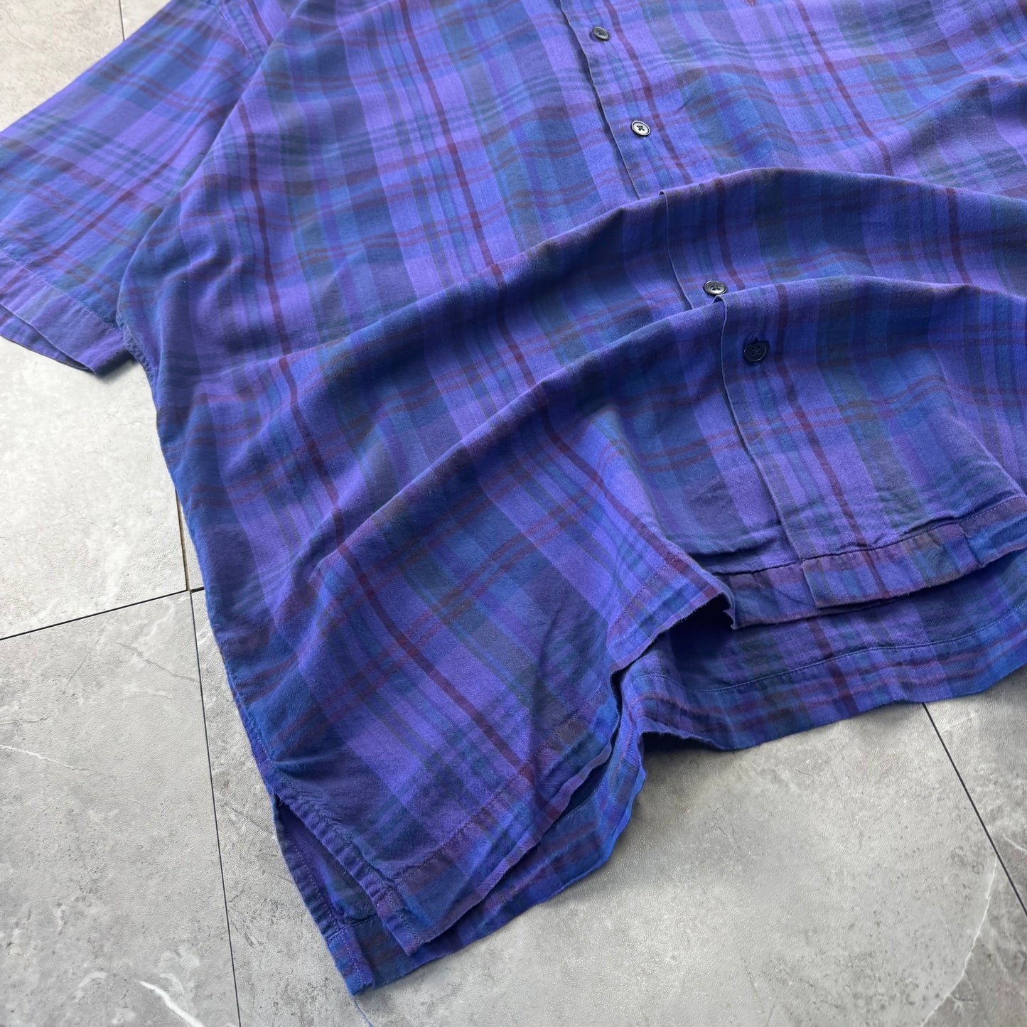 00s Polo by Ralph Lauren Caldwell Purple Checkered Open Collar Shirt XL