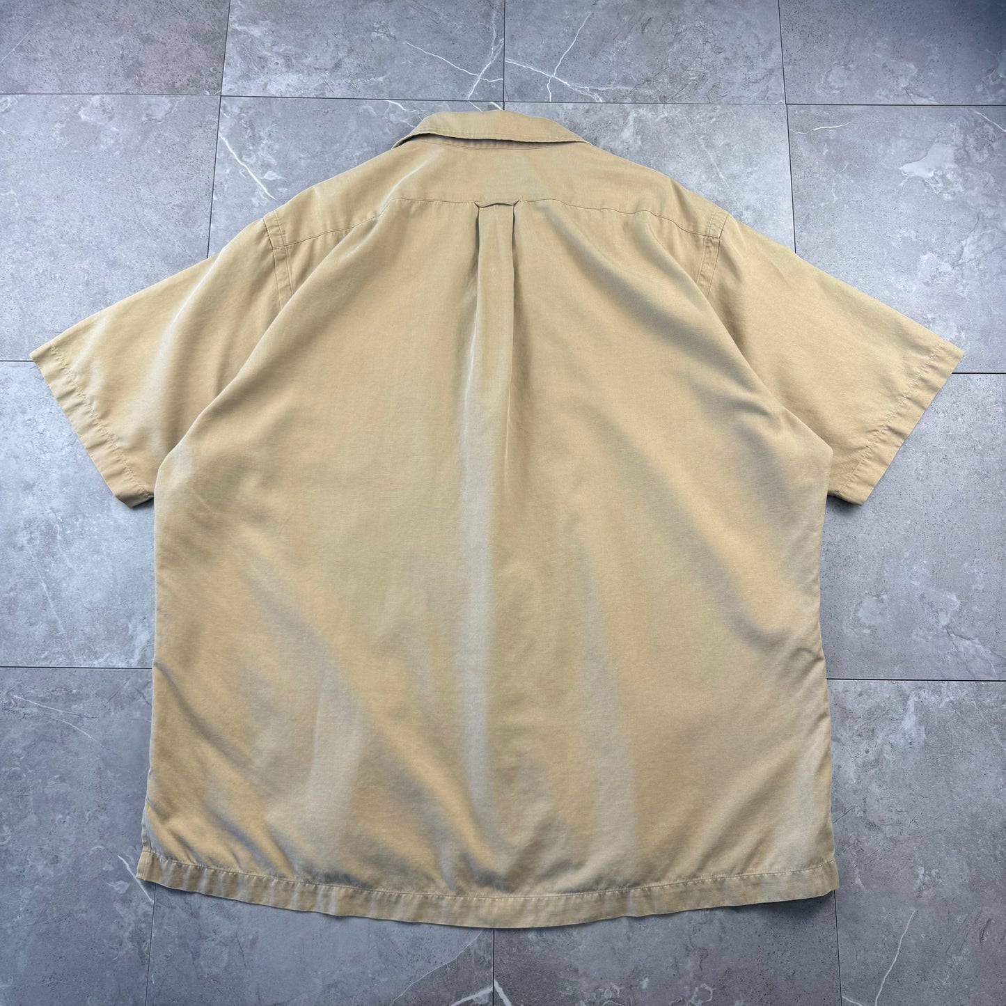 00s Polo by Ralph Lauren Caldwell No-Pony Beige Silk x Cotton Open Collar Shirt XL