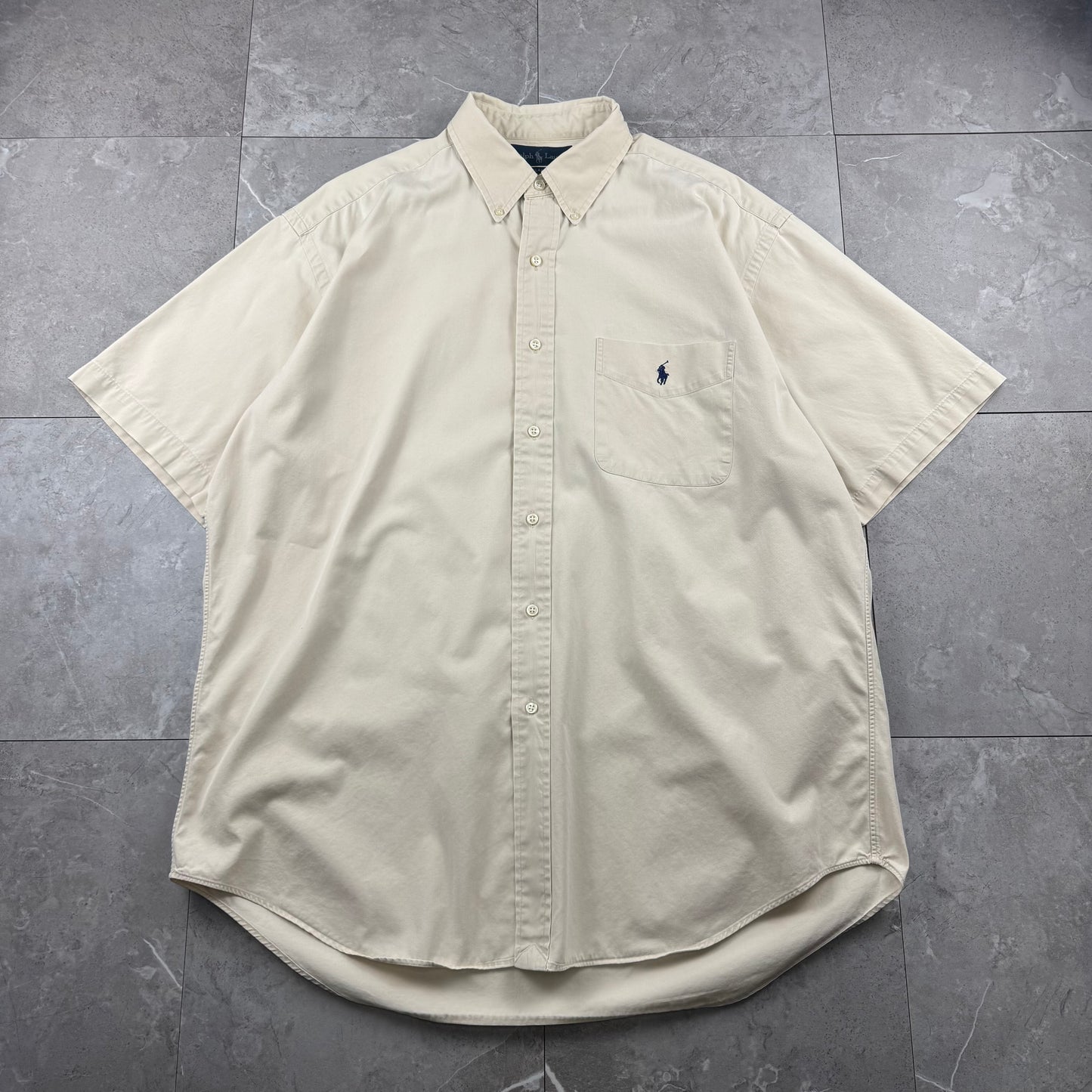 00s Ralph Lauren Blake Cream Button Down Short Sleeve Shirt L