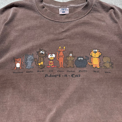 90s Crazy Shirts Adopt a Cat Faded Brown Tee KiiChain Clothing
