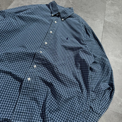90s-00s Ralph Lauren Classic Fit Blue Checkered Button Down Shirt KiiChain Clothing