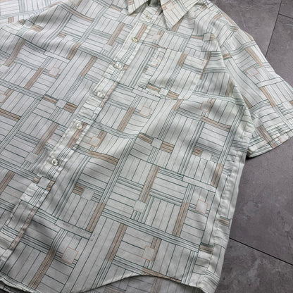 70s-80s JC Penny No Iron Geometric Design Short Sleeve Shirt Size 17