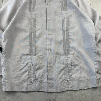 80s-90s Renato Faded Gray 100% Linen Cuba Shirt