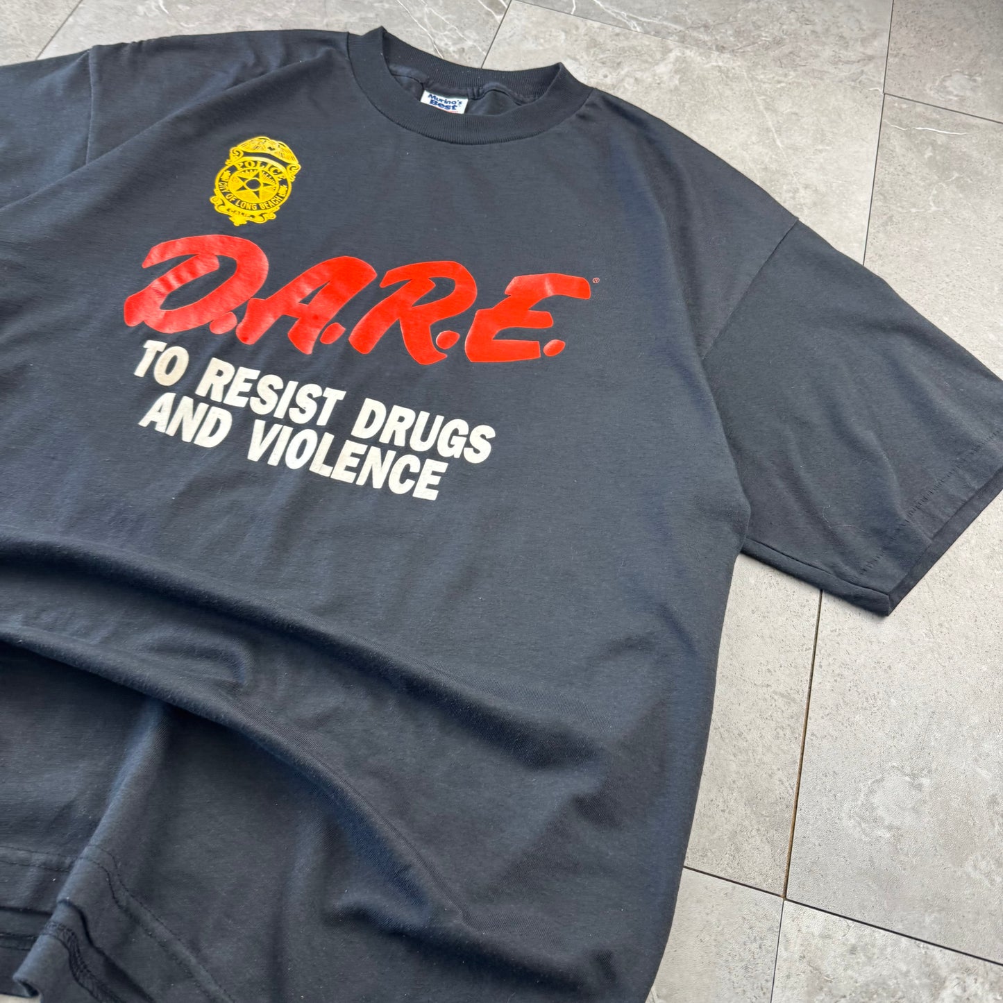 80s-90s Murina’s Best Premium Weight D.A.R.E. Black Single Stitch Graphic Made in USA T-Shirt