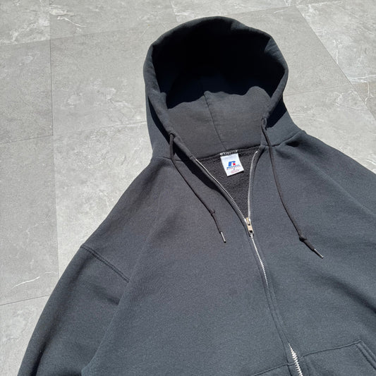 90s Russell Athletic Black Zip-Up Hoodie KiiChain Clothing