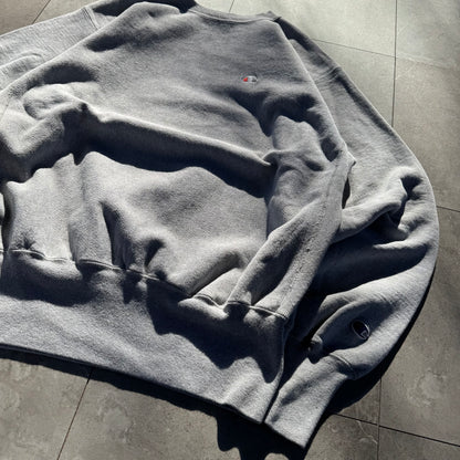 90s Champion Reverse Weave Gray White-Logo Sweatshirt