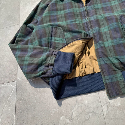 80s-90s Ralph Lauren Green Navy Checkered Harrington Jacket