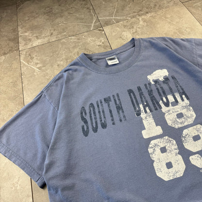 90s-00s Gildan South Dakota 1889 Faded Blue Graphic T-Shirt