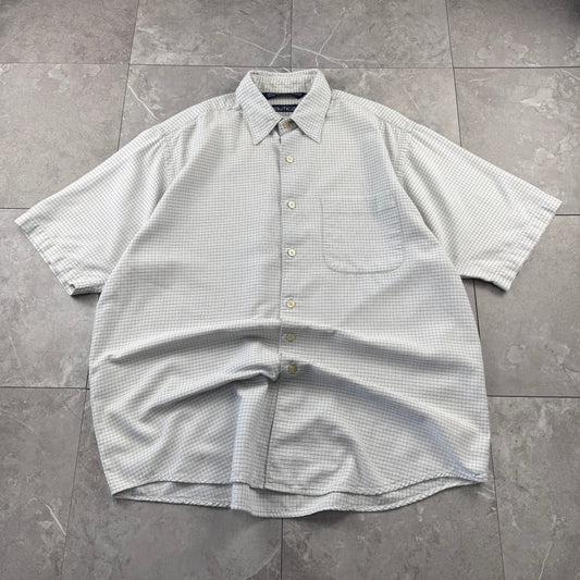 90s Nautica White Checkered Short Sleeve Shirt XL