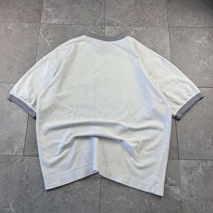 90s Old Gap White Ringer Knit Textured Ringer T-Shirt