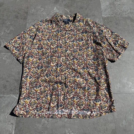 90s-00s Ralph Lauren “Caldwell” Paisley Open Collar Shirt KiiChain Clothing