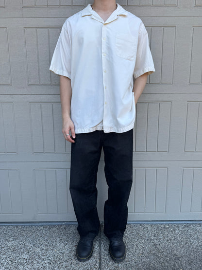 00s Polo by Ralph Lauren Caldwell Cream No-Pony Silk x Cotton Open Collar Shirt XXL