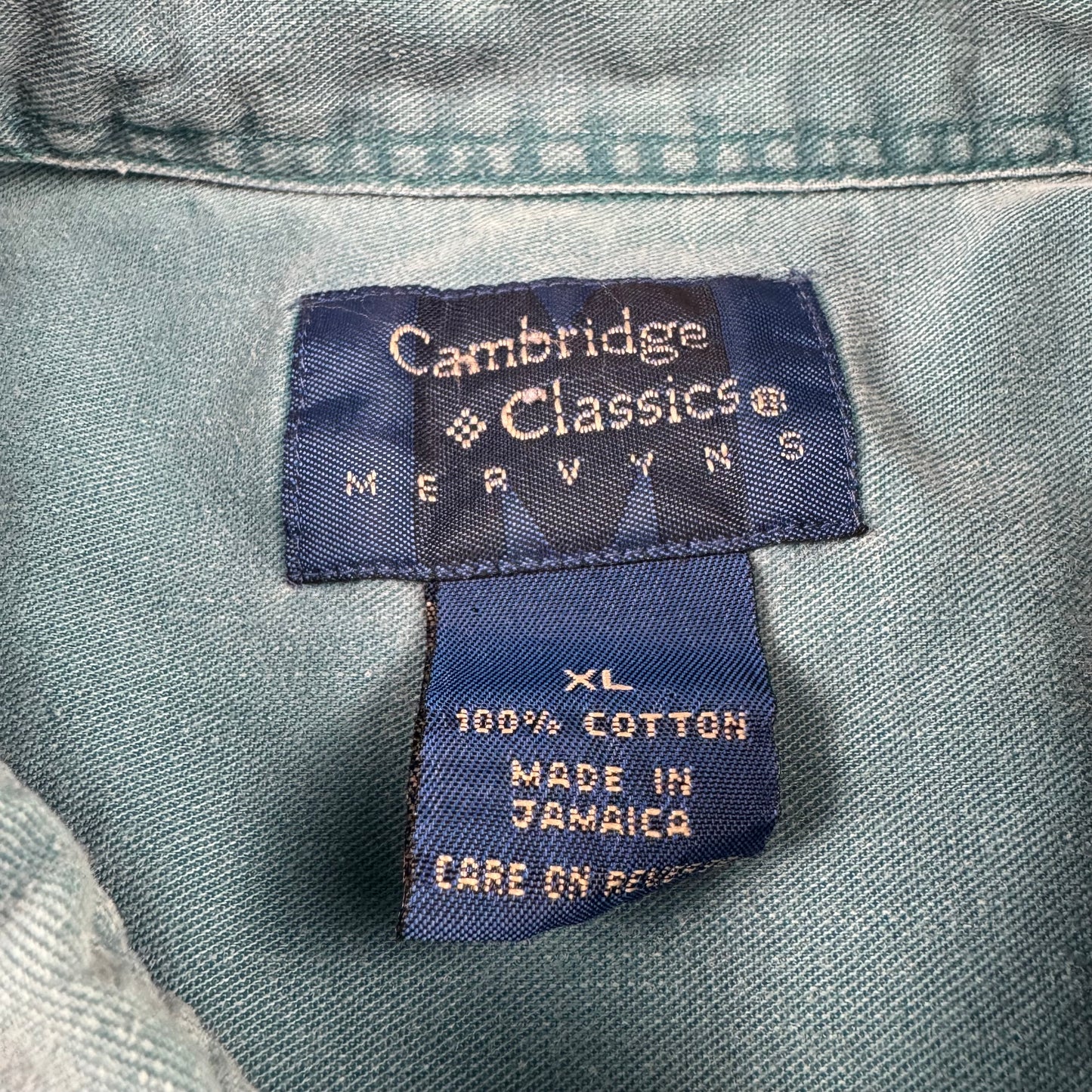 90s Cambridge Classics Faded Blue Button Down Short Sleeve Shirt XL