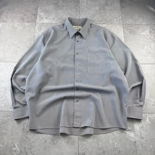 90s Natural Issue Gray Rayon Gingham Checkered Shirt