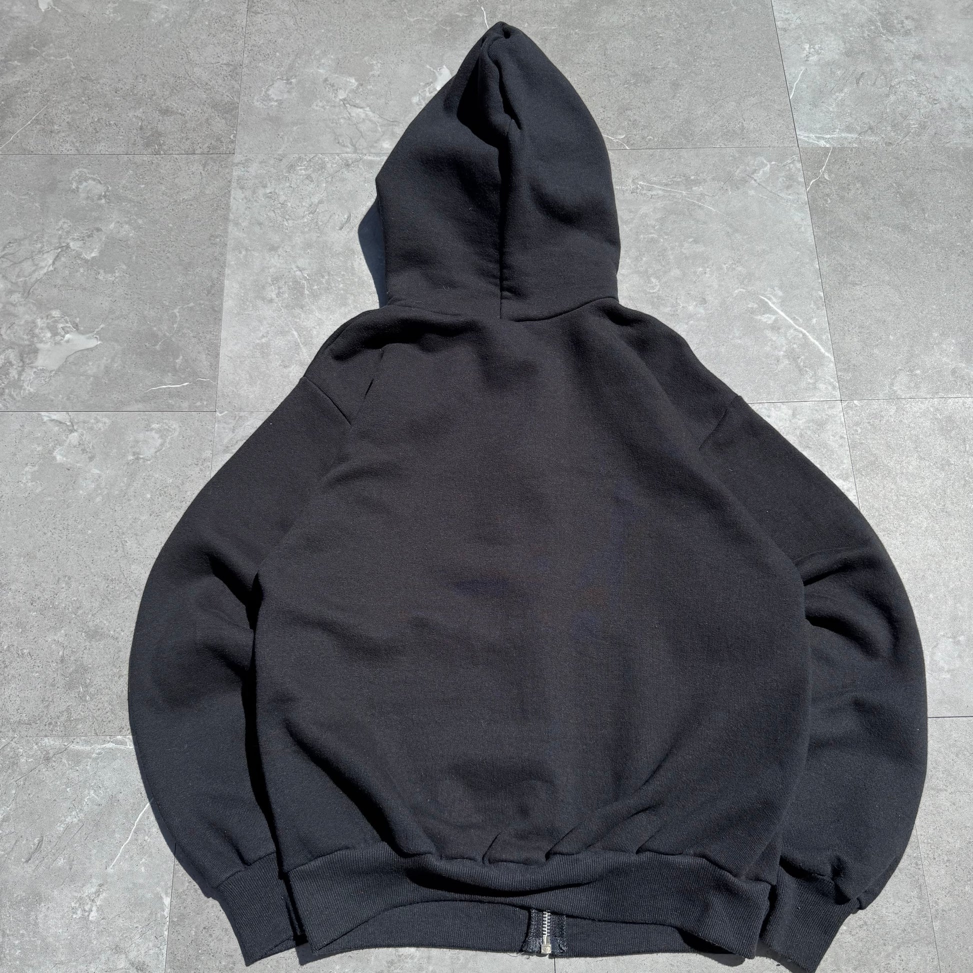 80s-90s Jerzees by Russell Athletic Made in USA Black Zip-Up Hoodie KiiChain Clothing