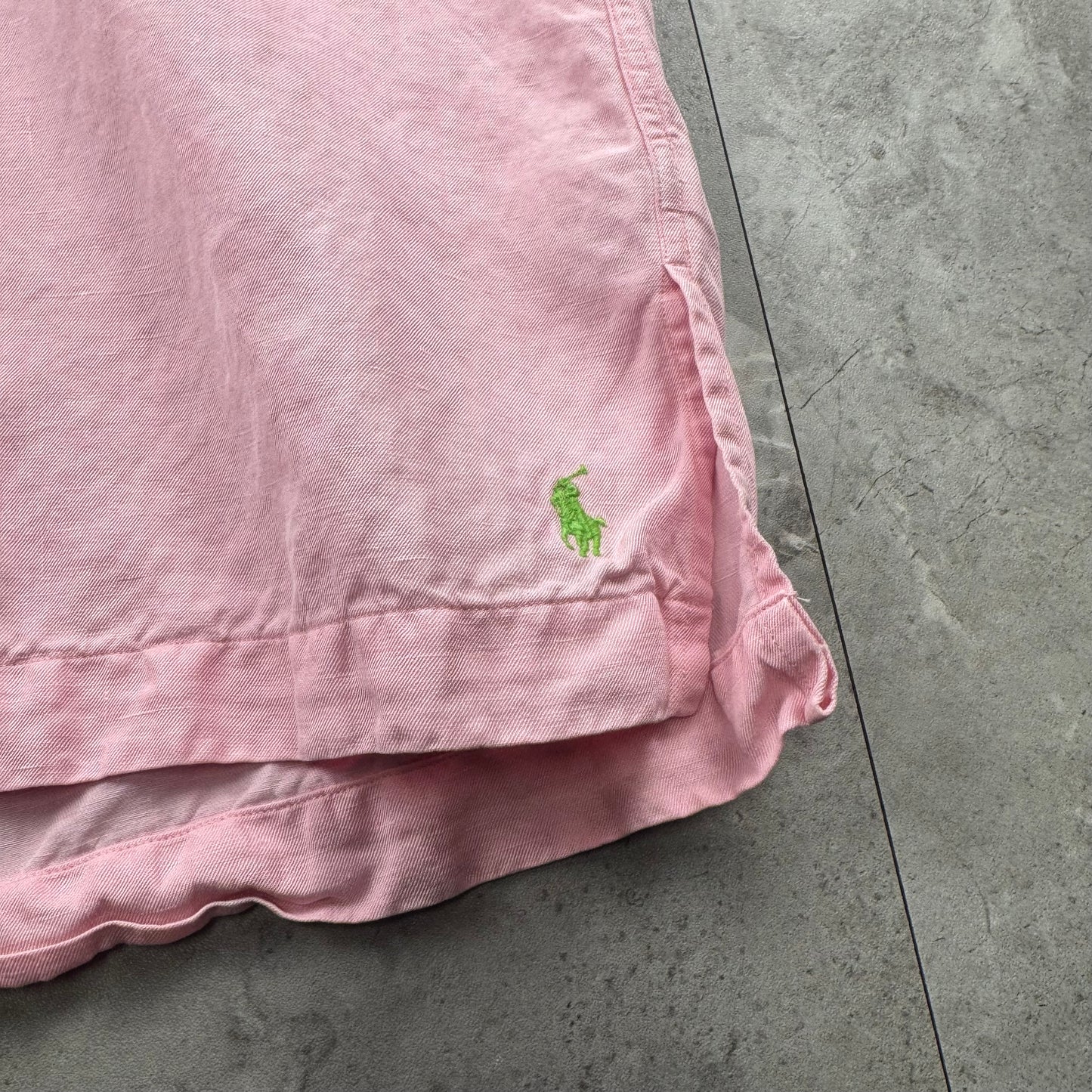 00s Polo by Ralph Lauren Caldwell Pink Linen x Silk Open Collar Shirt