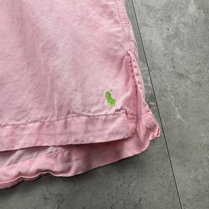 00s Polo by Ralph Lauren Caldwell Pink Linen x Silk Open Collar Shirt