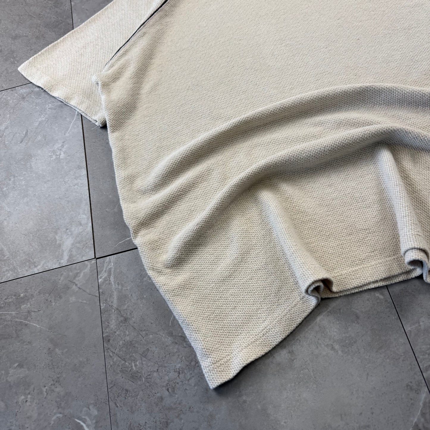 00s Arizona Waffle Cream/Beige Raglan V-Neck Knitted T-Shirt