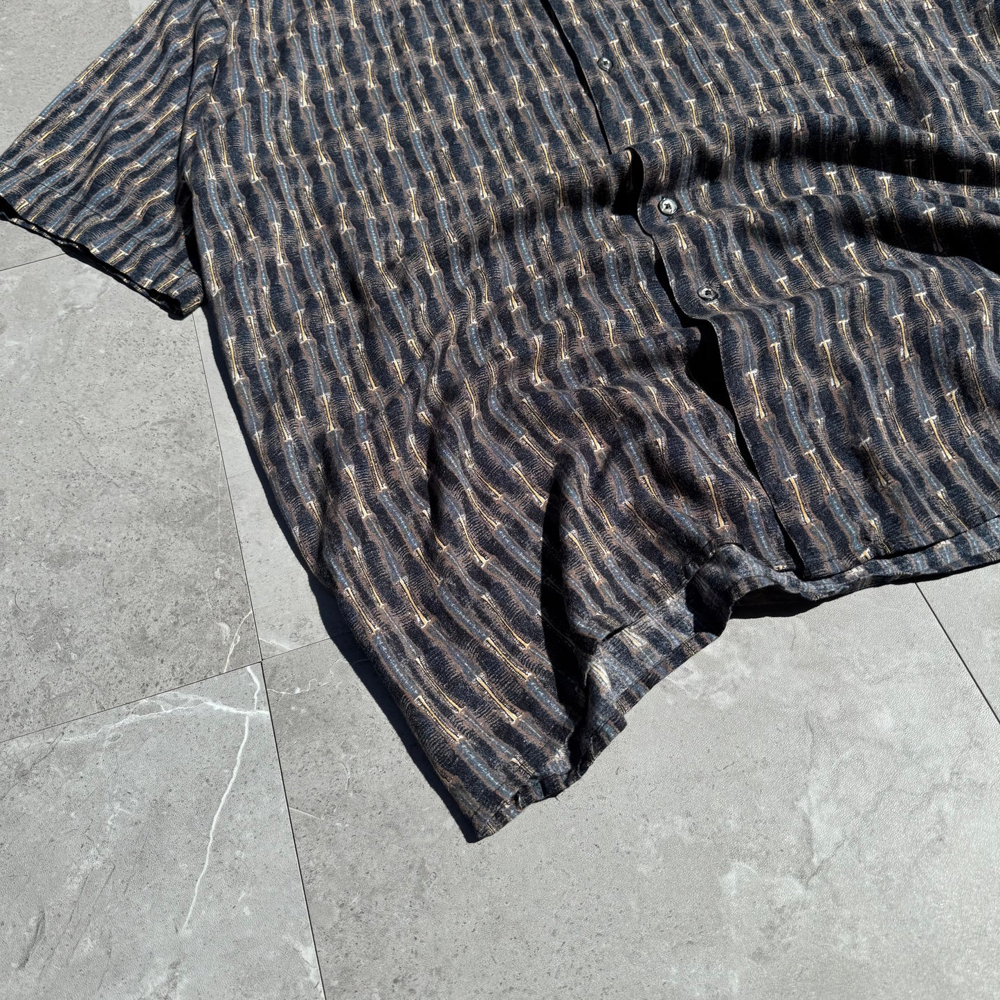 90s Alternatives by Natural Issue Striped Graphic 100% Rayon Short Sleeve Shirt KiiChain Clothing