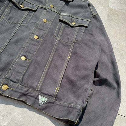90s GUESS Made in USA Black/Dark Gray Denim Jacket
