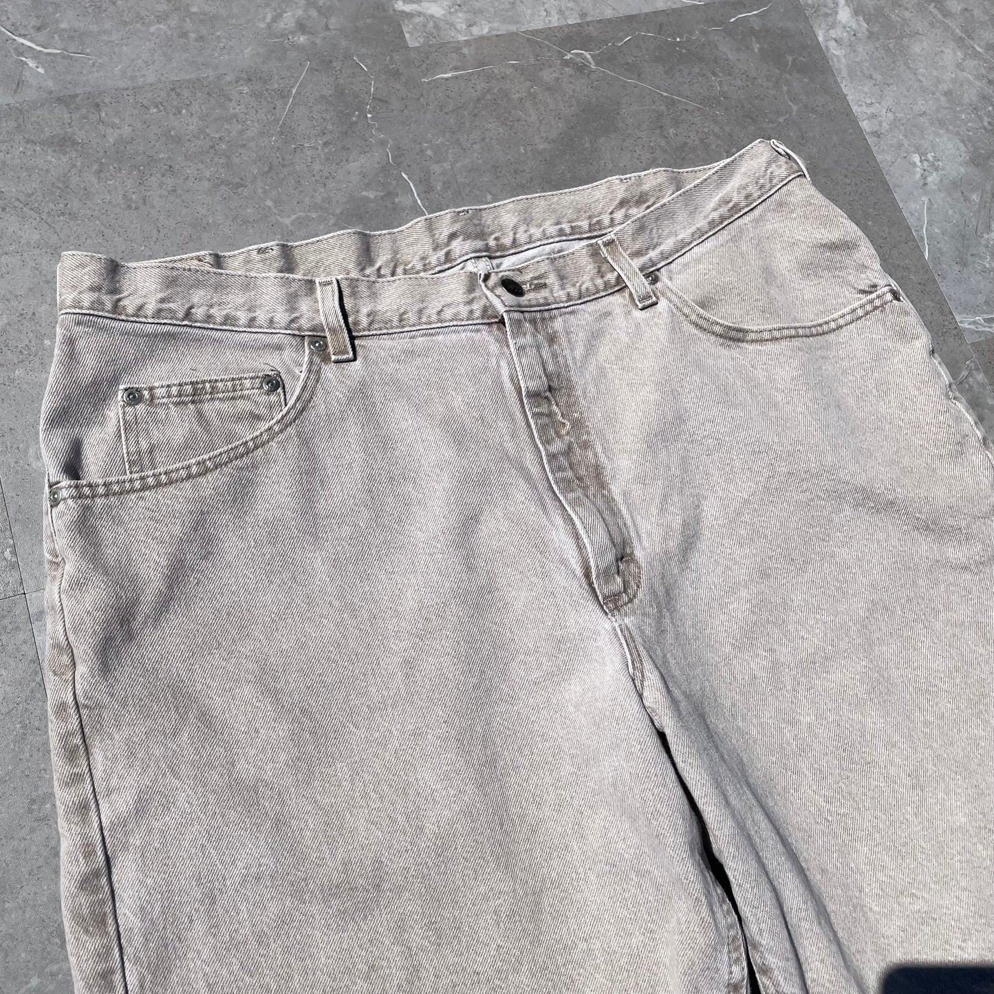 90s Lee Revited Washed Gray Denim Shorts Size 40