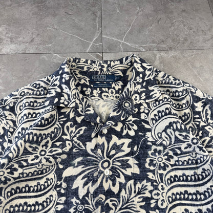 00s Polo by Ralph Lauren Bonnard Navy / Black Paisley Open Collar Shirt