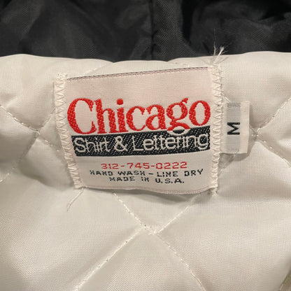 70s-80s Chicago Shirt & Lettering Made in USA Half-Zip Hooded Nylon Pullover