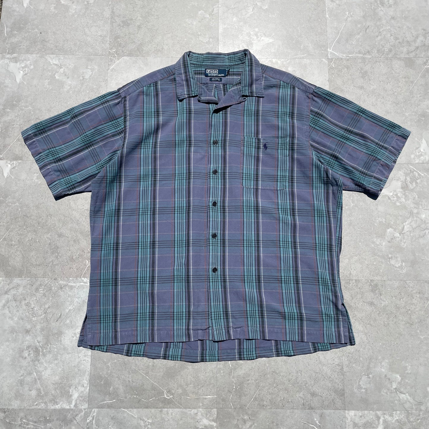 90s Ralph Lauren Caldwell Blue Checkered Hawaiian Shirt