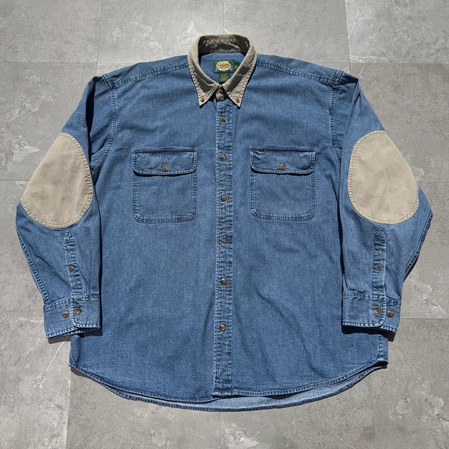 90s Cabela's Denim Elbow Patch Shirt KiiChain Clothing