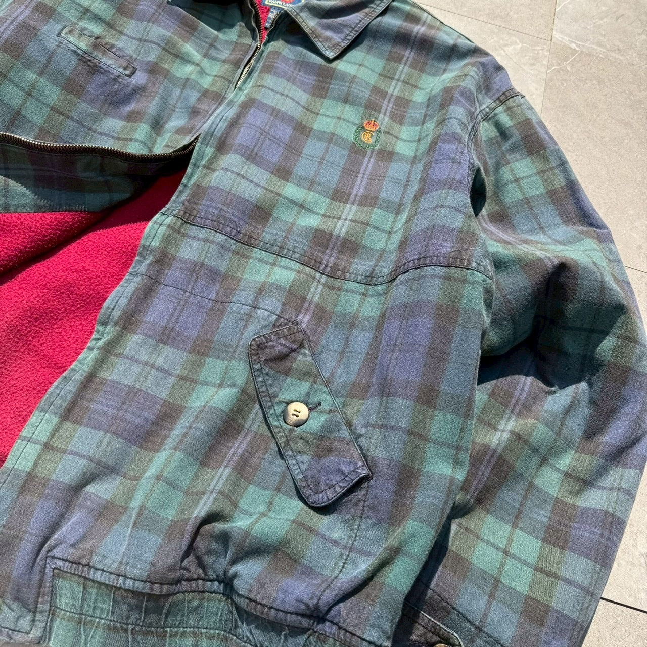 80s Chaps Ralph Laure Checkered Fleece Lined Jacket