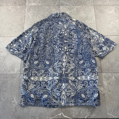 00s Ralph Lauren Polo Jeans Co. Blue Paisley Open Collar Shirt S