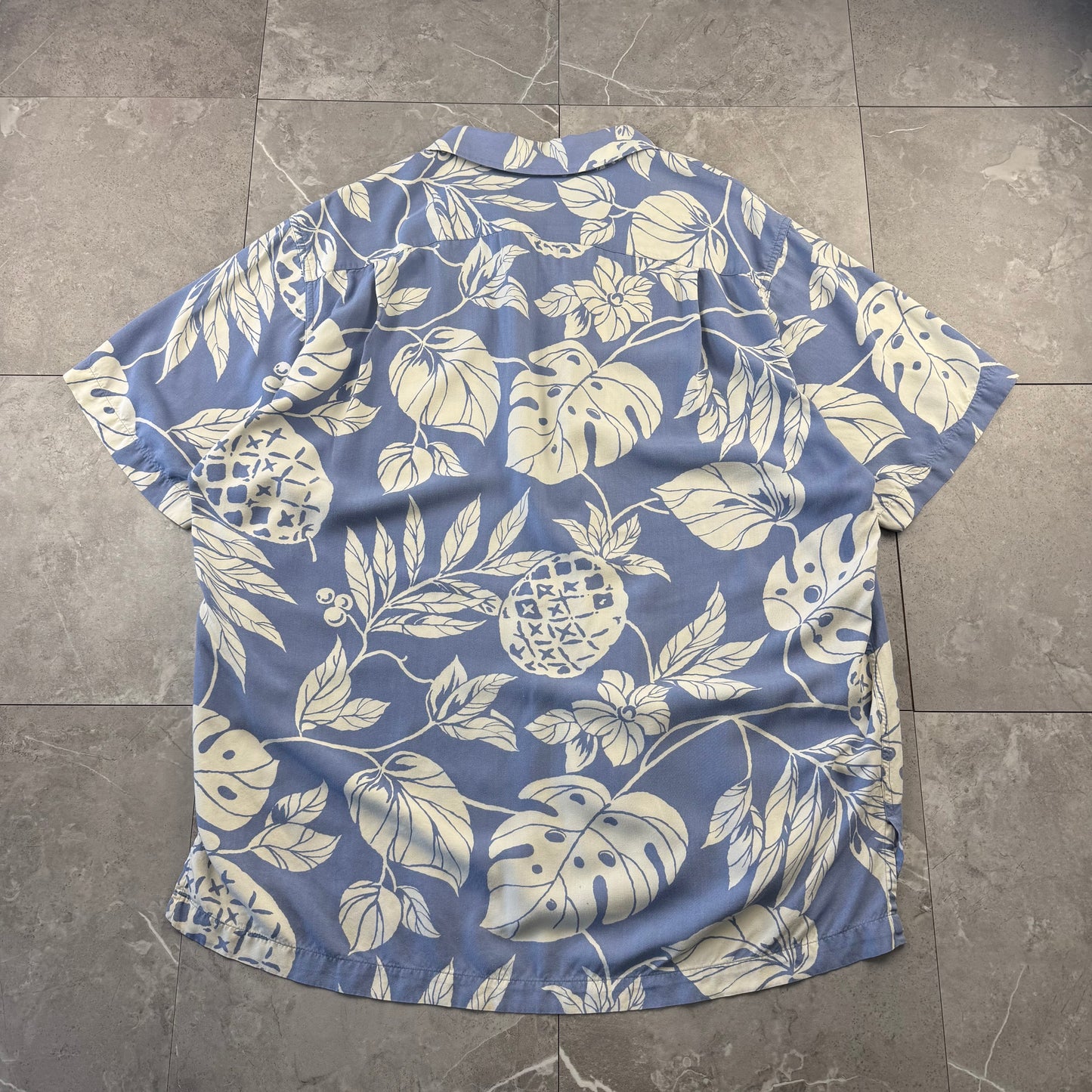 00s Polo by Ralph Lauren Adams Blue Rayon Open Collar Shirt L