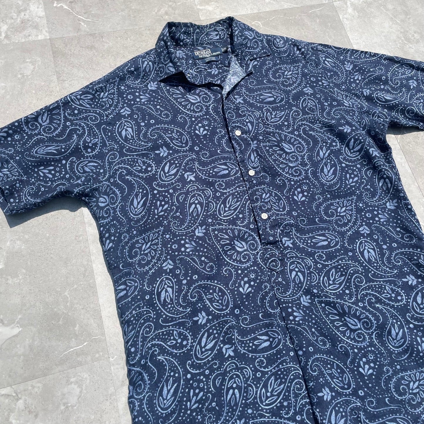 90s Ralph Lauren Cambridge Navy Paisley Shirt