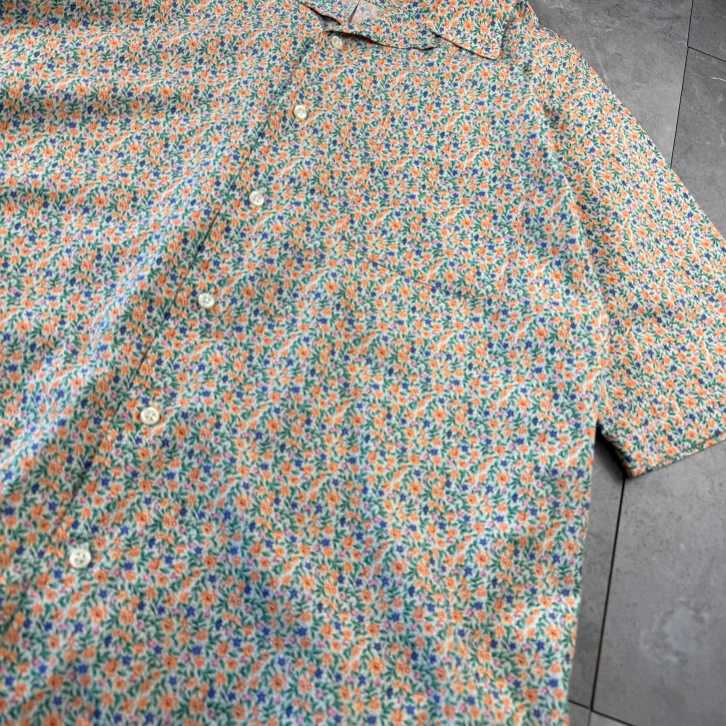00s Polo by Ralph Lauren Caldwell Orange Flower Open Collar Shirt L