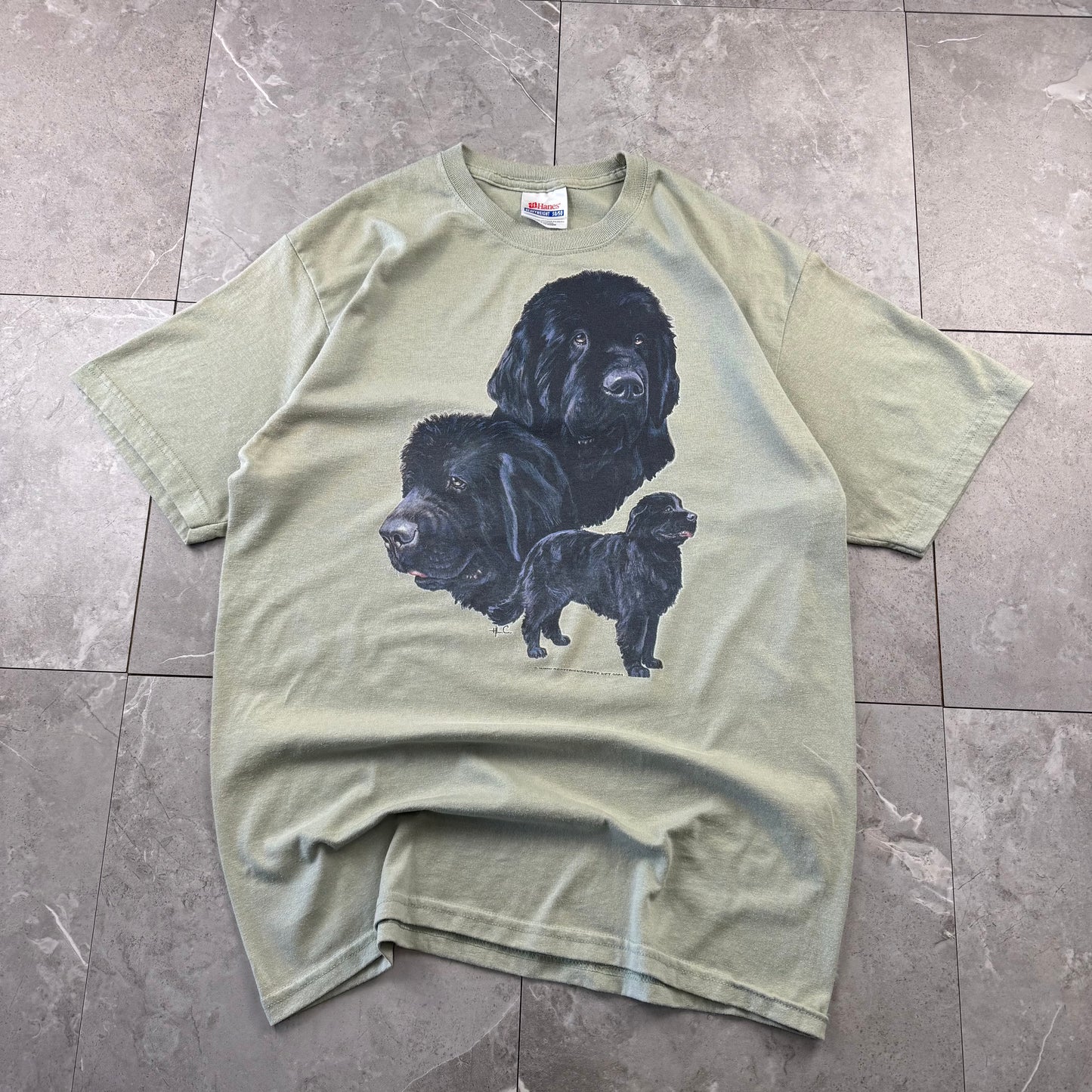 90s-00s Hanes Black Dog Khaki T-Shirt
