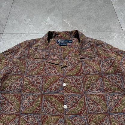 90s-00s Ralph Lauren Caldwell Bird Graphic Paisley Cotton Short Sleeve Shirt KiiChain Clothing