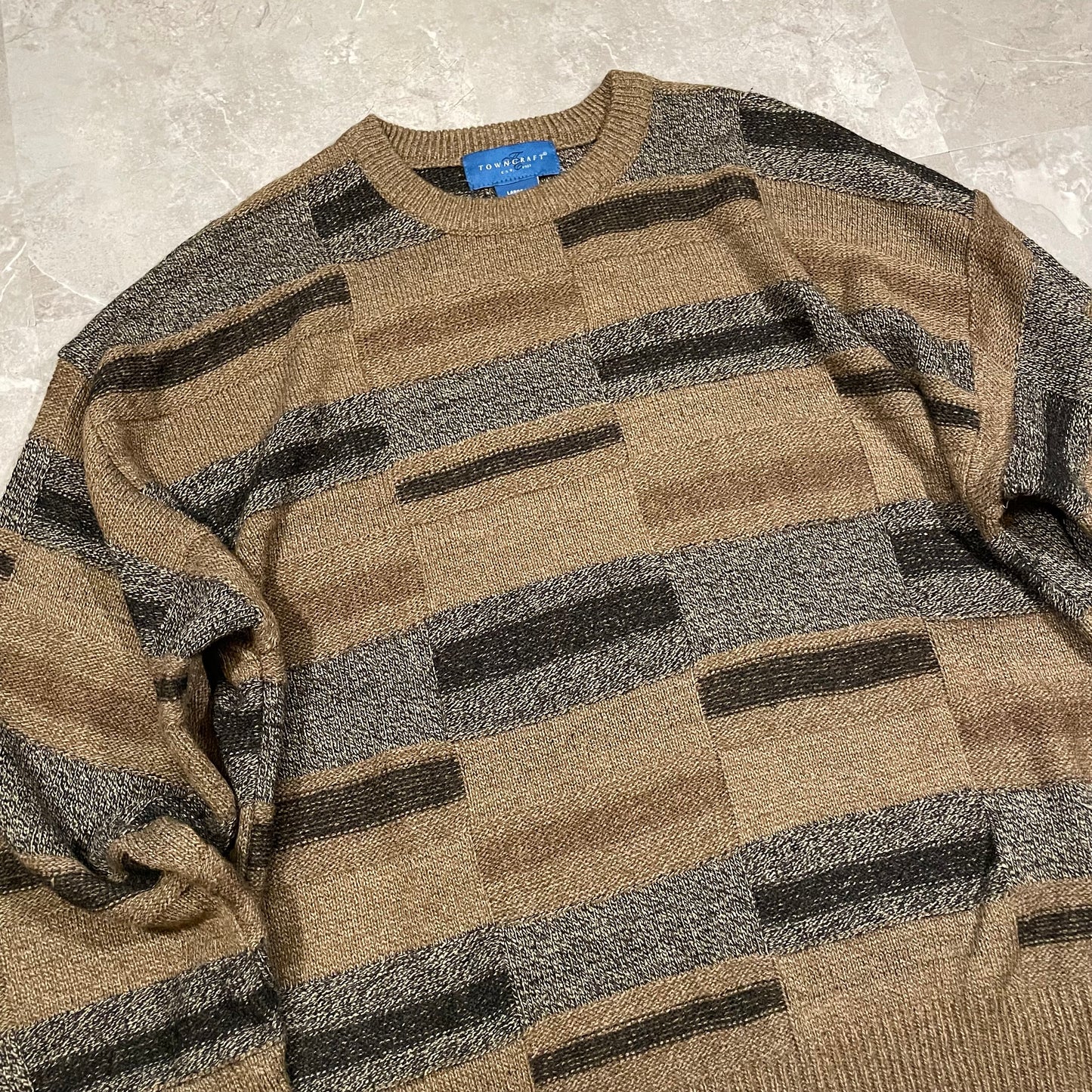 90s-00s Towncraft Block Pattern Knitted Sweater