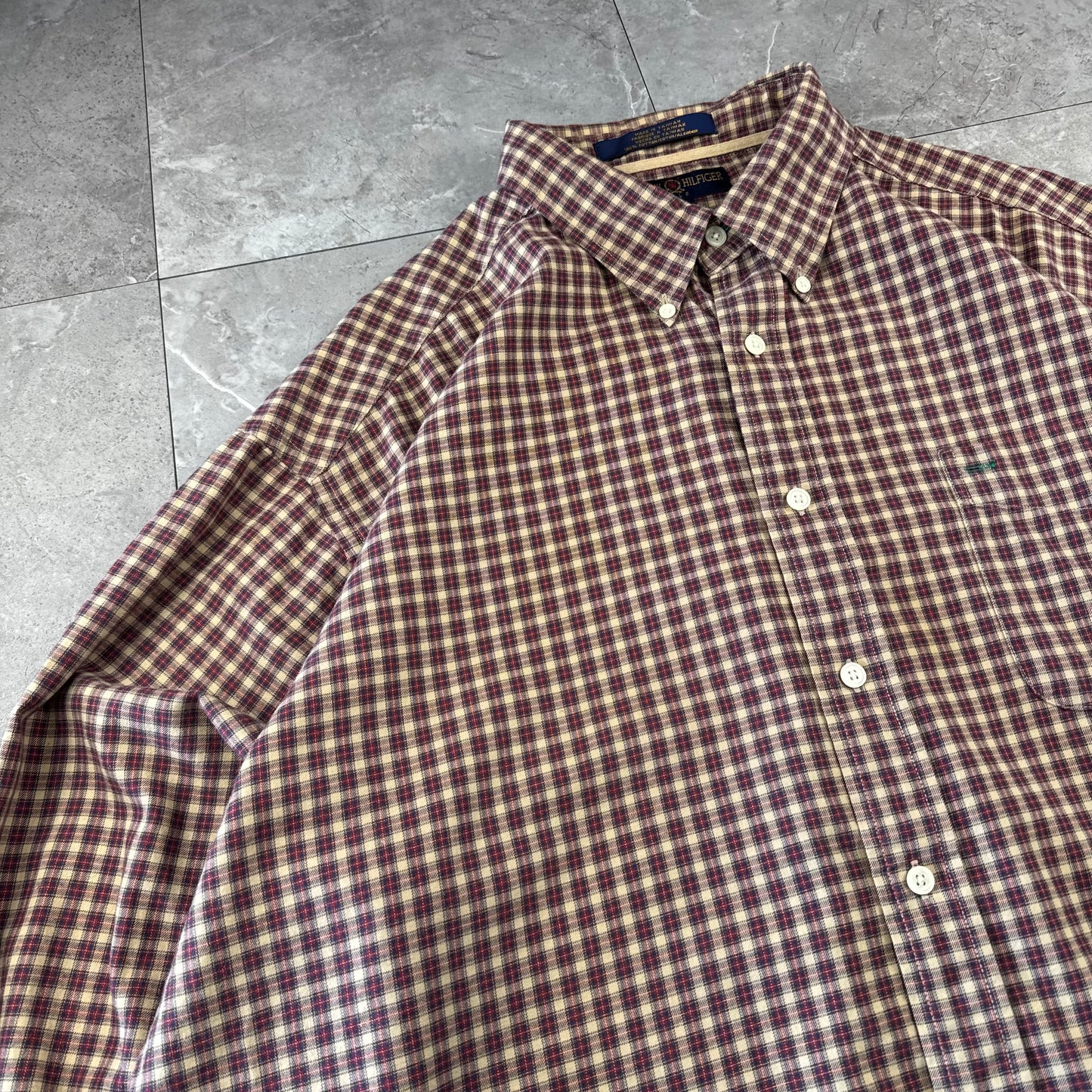 90s Tommy Hilfiger Red & Beige Checkered Long Sleeve Shirt