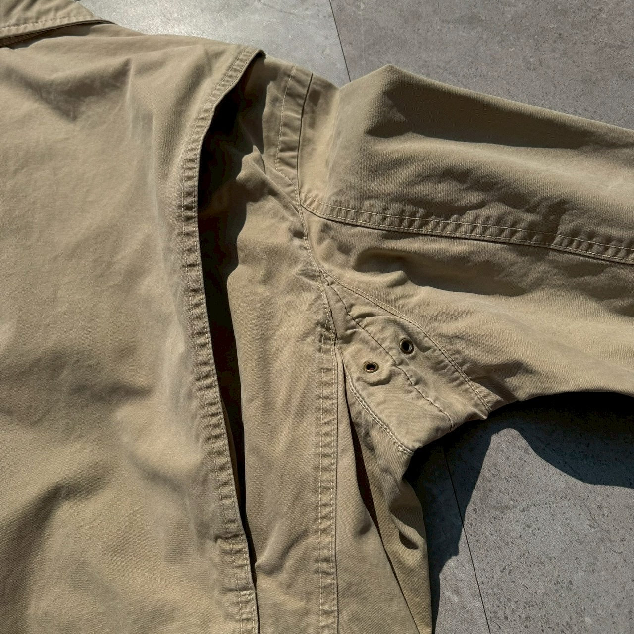 90s-00s Ralph Lauren Beige Flannel Lined Action Pleats Swing Top Jacket